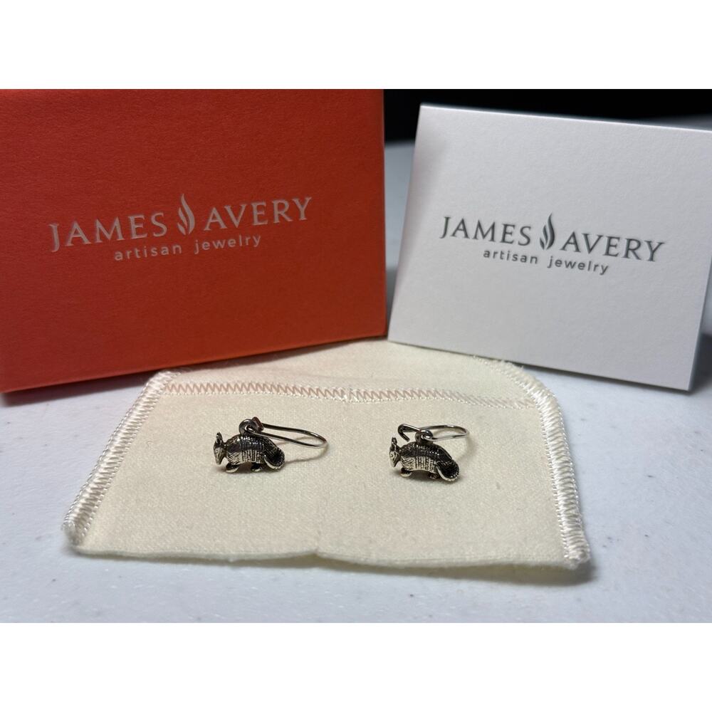 James Avery Retired Armadillo Dangle Drop Earrings Sterling Silver 925 RARE